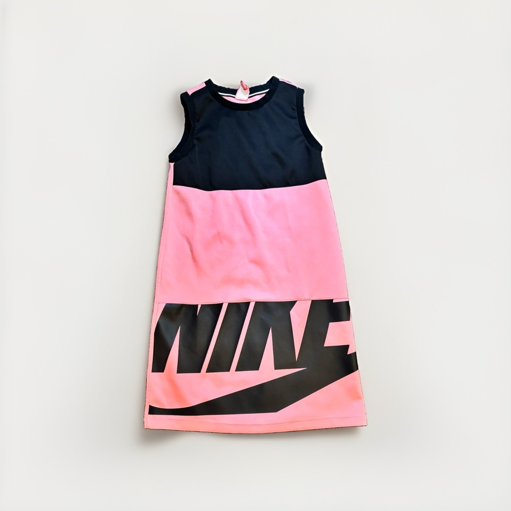 NIKE Jersey Tank Dess PINK SPELLOUT Logo Streetwear Colorblock Oversized Sz XS